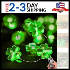 St. Patrick's Day Lights Shamrock String Lights Battery Operated 13 Feet 40 L...