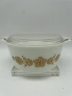 Pyrex White Butterfly Gold Casserole Dish 474B 1.5 Quart W/Lid