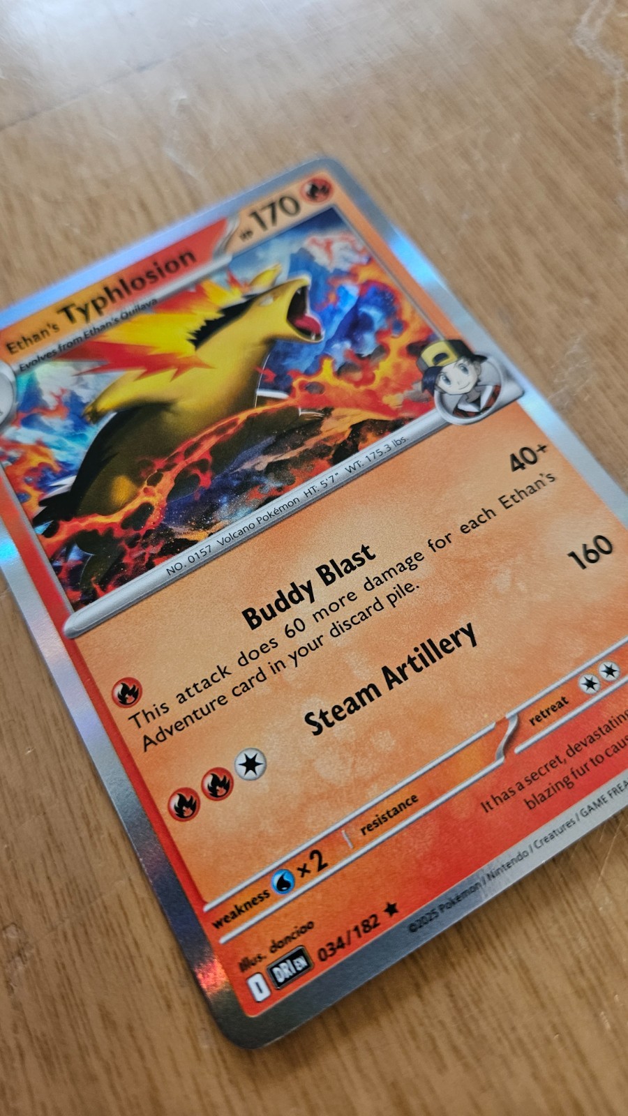 Ethan's Typhlosion 34/182 Holographic Pokemon Card
