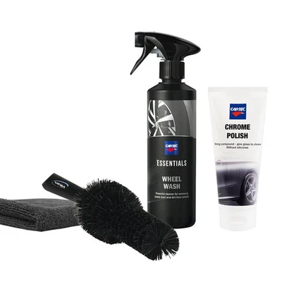 CHAMALEON CARTEC Kit Ripristino Cerchi Diamantati WHEEL WASH + CHROME POLISH + Spazzola