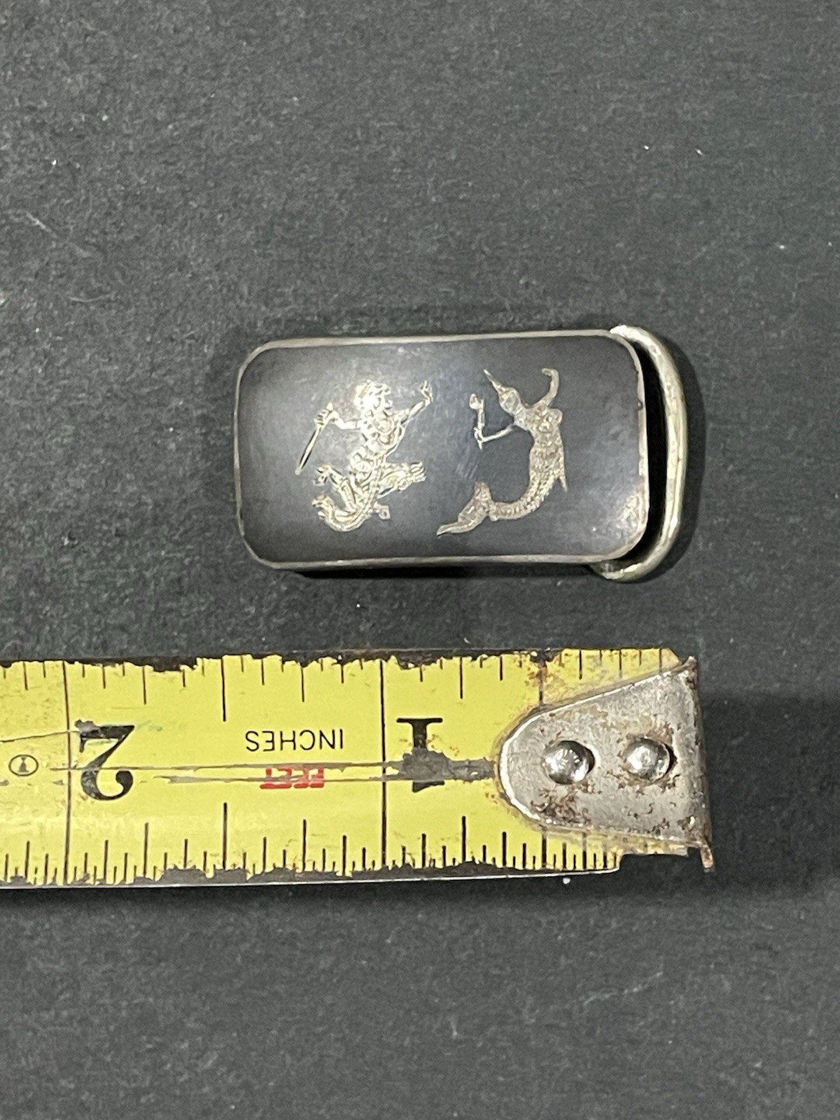 Vintage Solid Sterling Silver Black Nielloware En… - image 7