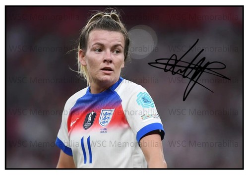 9883. Lauren Hemp Signed Pictures (A4 Prints) England Manchester City Bristol C