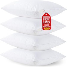Set of 4 Pillow Protectors with Zipper Standard Size, Bed Bug and Dust Mite