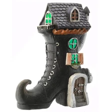 6 in. Halloween Pre-Lit Haunted Boot House Decoration with LED Lights