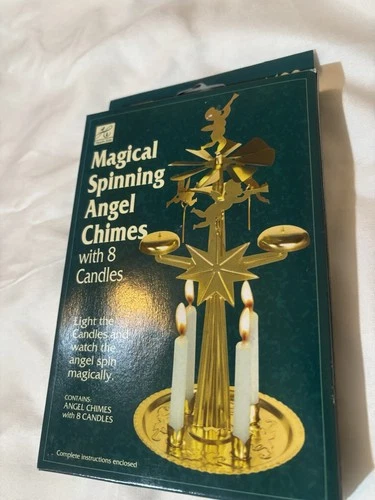 Vintage Hearth-Side Magical Spinning Angel Chimes Christmas Carousel w 8 Candles image 8