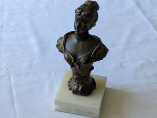 Antique Bronzed Art Nouveau Bust France 1890 to 1910 Signed Mestais!!!