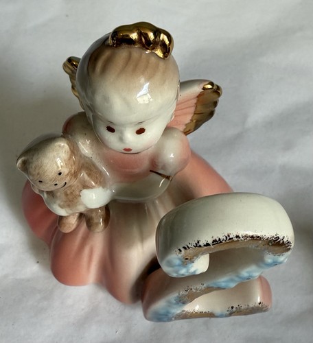 Vintage Josef Originals #2 Birthday Girl Angel 2nd Year Figurine w/Teddy Bear - Picture 14 of 14