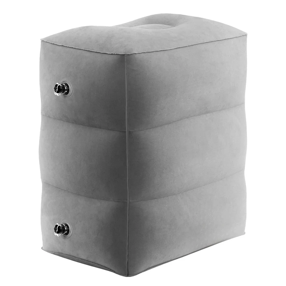 充气旅行脚凳枕头可调节高度 3 层飞机支腿支撑 — 第 2/4 张图片