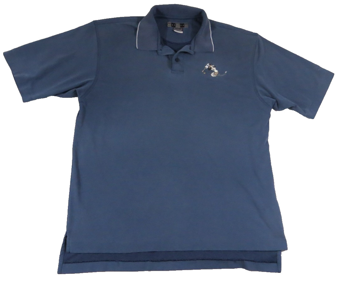 Nike Golf Mickey Mouse Polo Shirt Mens L Blue Dri-FIT Disney Vintage Embroidered