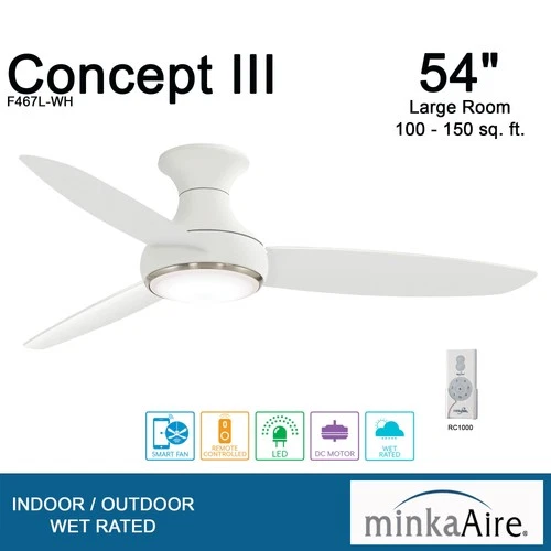 Minka Aire Concept III 54"  - White 3-Blade Remote Control - Picture 4 of 5