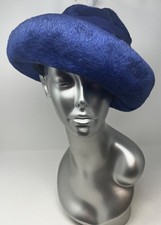 Vintage Womens Navy Blue Fur Wool Felt Cloche Hat Beautiful Color Chase Steven  s