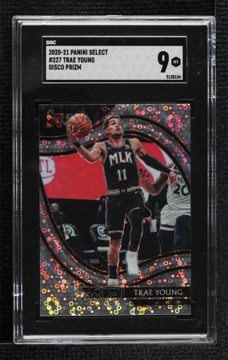 2020-21 Panini Select Courtside Disco Prizm Trae Young #227 SGC 9 MINT rf2