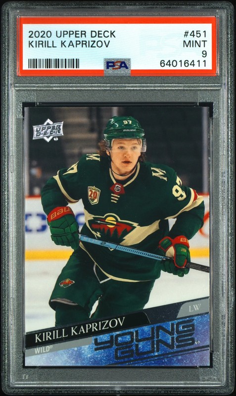 2020/21 Upper Deck Kirill Kaprizov #451 Young Guns Rookie PSA 9
