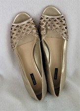 Alex Marie Shoes Wedge Size 10 Sort of Gold with Rhinestones