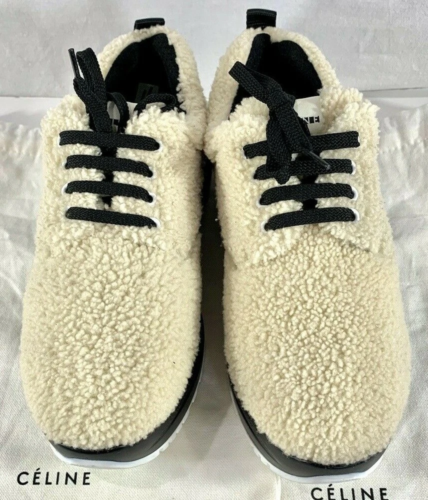 CELINE Platform Shearling Delivery Sneakers Phoebe Philo Summer 2018 41  11US