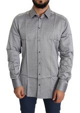 DOLCE & GABBANA Shirt GOLD Dress Gray Cotton Men Formal s. 37/US14.5/XS RRP $500