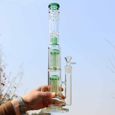 16" Glass Bong Glass Water Bongs Bowl Tornado Percolate Pipe Smoking 18mm Bowl