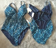 NWT LUCKY BRAND SIZE LARGE INDIGO 1 PIECE SWIMSUIT MSRP 112.00