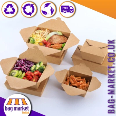 Biologisch abbaubare Kraft Food Takeaway Boxen - Deli Nudeln Reispasta kompostierbar