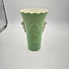 Vintage Anchor Hocking Fire-King Jadeite Green & White Vitrock 5 1/4" Deco Vase