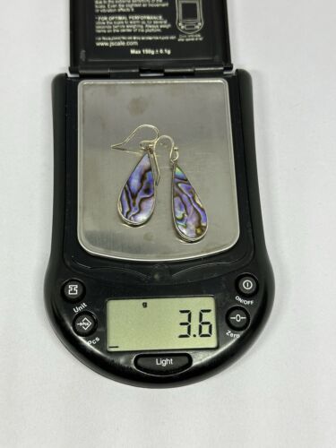 Orecchini vintage argento 925 viola e blu abalone a goccia firmati ATI 1,7" 3,6g - Foto 7 di 23