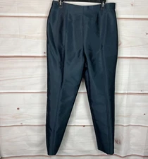 W By Worth Pants Womens 12 Black Silk Wool Dress Side Zip High Rise Lined