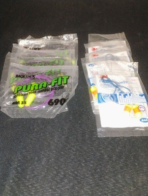 Moldex Pura-Fit and 3M E-A-Rsoft SuperFit Disposable Foam Earplugs 10 packs