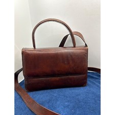 Vintage Genuine Leather Brown Handbag With Top Handle Adjustable Shoulder Stra
