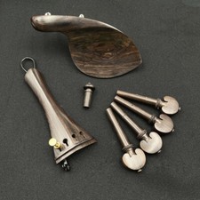 High Quality 4/4 EBONY Violin Chin Rest Chinrest w/Tuning Peg Tailpiece Endpin