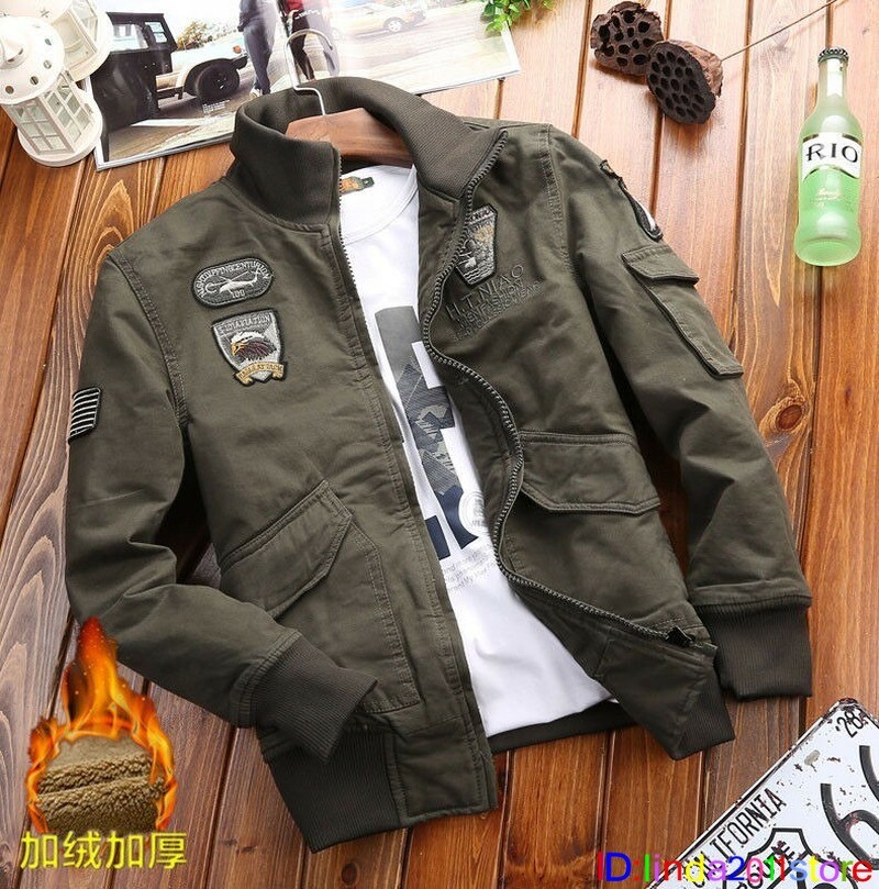 Army Men's Military USA Flight Casual Slim Zipper Jackets Air