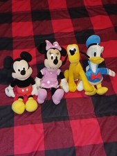 Disney Plush Mickey Mouse Minnie Mouse Donald  Pluto Lot Of 4