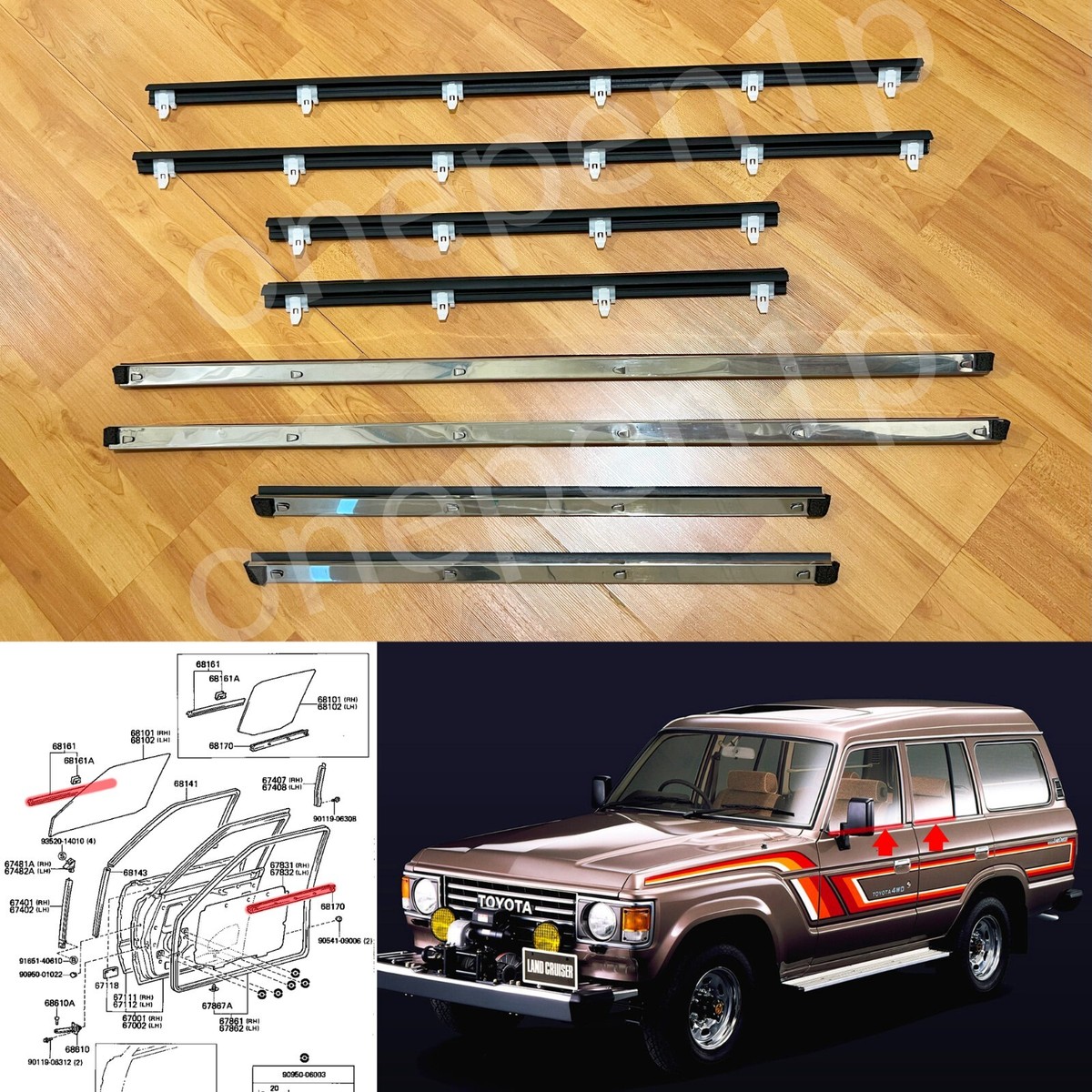Toyota Land Cruiser FJ60 FJ62 BJ60 HJ Inner Beltline Seal Window