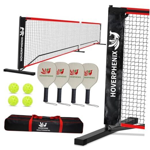 Pickleball Set with Net for Driveway, Portable Regulation Size Pickleball Net