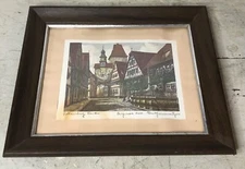 VTG Rothenburg Ernst Geissendorfer Colored Etching Print Signed Matted & Framed