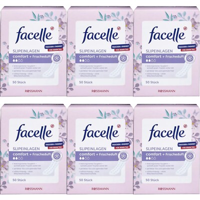 6 x 50 Slipeinlagen | facelle Slipeinlagen comfort + Frischeduft für jeden Tag