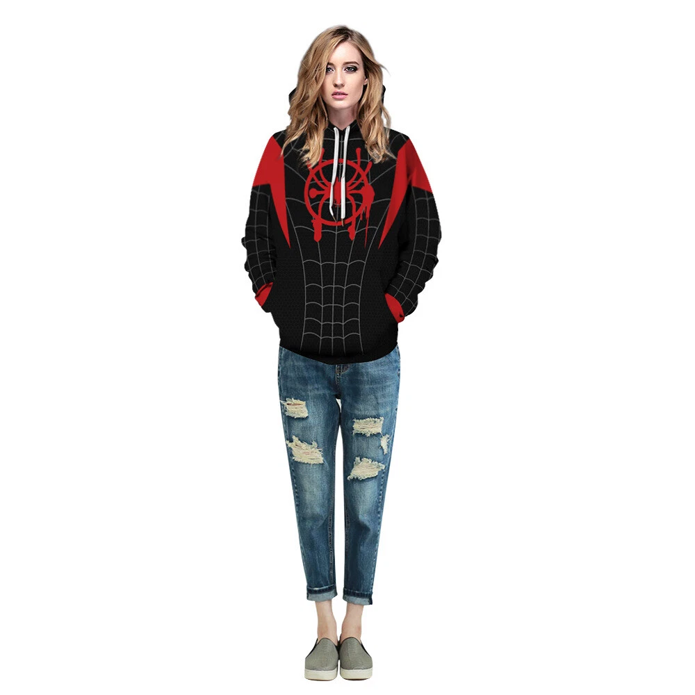 Spiderman Into the Spider Verse Hoodie Miles Morales Cosplay Pullover Jumper Top