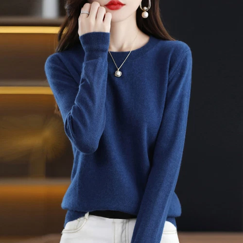 Women Crew Neck Slim Cashmere Jumper Sweater Knitted Tops Wool Pullover Solid - Bild 21 von 30