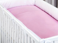 Image of 2 pc cot /cot bed bedding set nursery baby 100% cotton covers GREY PINK NAVY