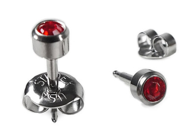 STUDEX  Erstohrstecker Stecker Ø 4mm Edelstahl Rot 100 % Steril 23712