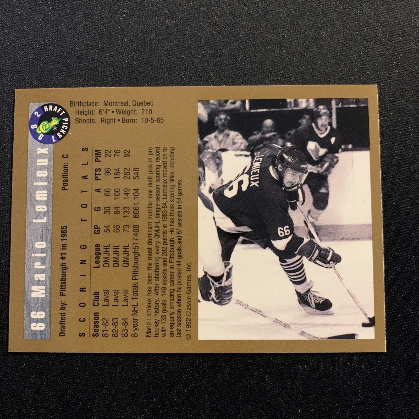 1992 Classic Draft Picks ‘Flash Backs’ 66 Mario Lemieux eBay