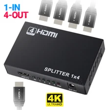 HDMI Splitter 1 In 4 Out 4K UHD HD 1080P 4-Port Repeater Splitter Amplifier 1x4