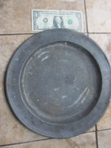 RARE Large Early Antique 1760 Hallmarked Colonial Pewter Trencher, REV. WAR