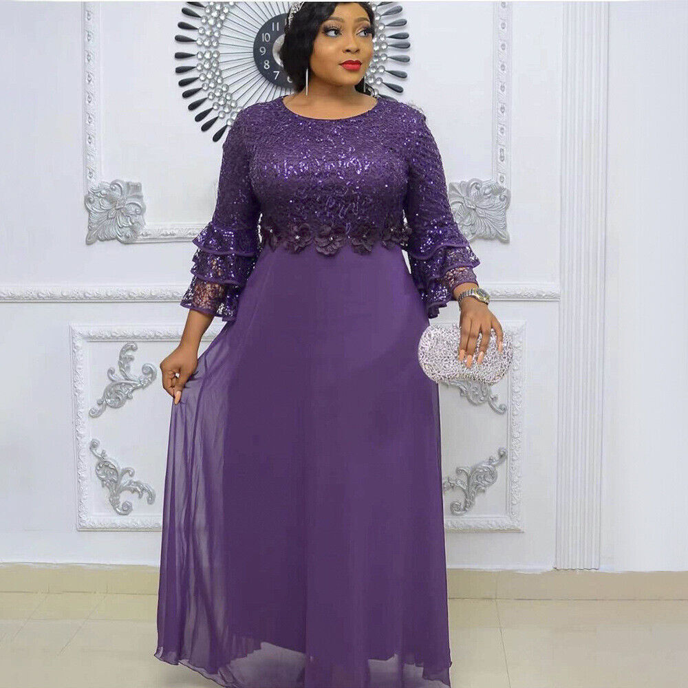 african chiffon dress styles African Women Long Dress Plus Size Chiffon Dashiki Evening Ball Gown Kaftan Arab