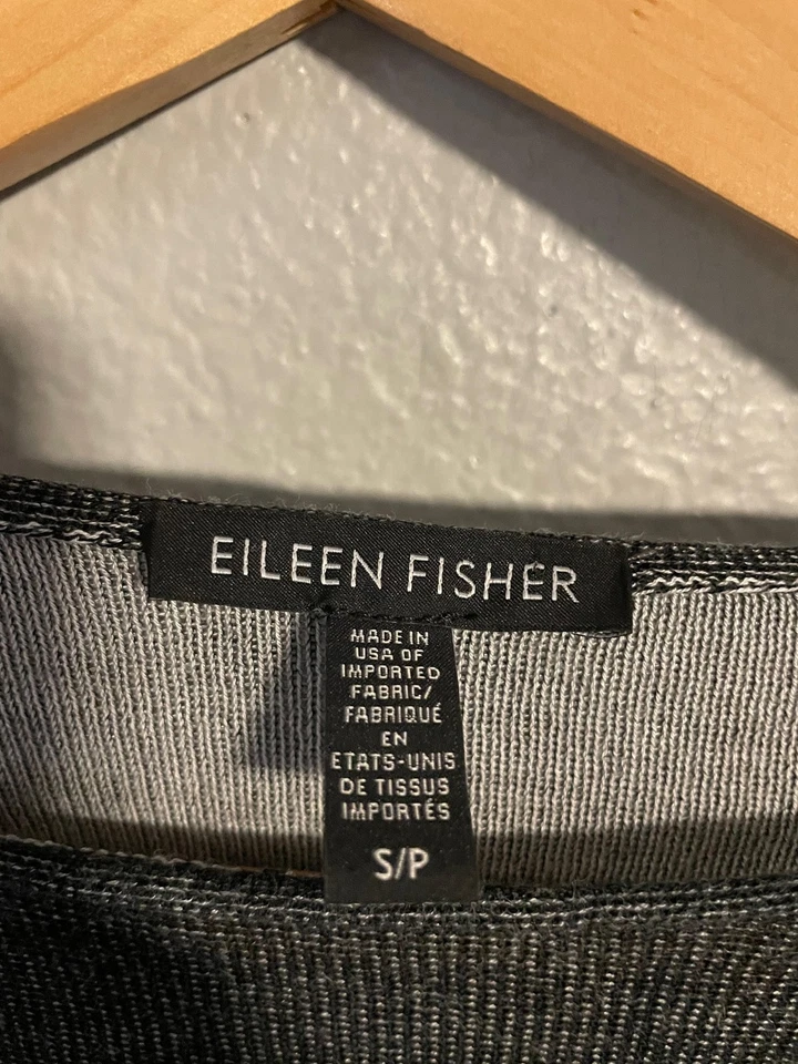 Suéter Eileen Fisher Mujer Pequeño Gris Tencel Lyocell Cuello Barco Hecho en EE. UU. Foto 3 de 4