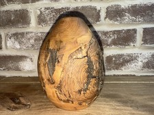 Vintage Mid Century Hand Turned Live Edge Intricate Burl Wood Vase 5.5  Signed