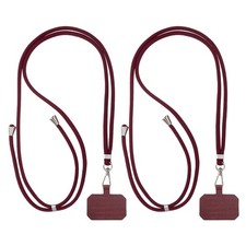 2Pcs Smart Phone Lanyard Universal Lanyard with Phone Patch, Burgundy