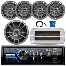 JVC Single-DIN Marine Radio, 4x 6.5" 180W Max Speakers, 10" 600W Max Subwoofer