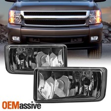 Fits 07-13 Silverado Suburban Tahoe Avalanche Bumper Clear Fog Lights Wbulbs