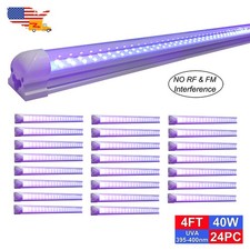 24Pack 4FT Linkable UV Led Black Light Fixtures for DJ Party Club Bar Decoration