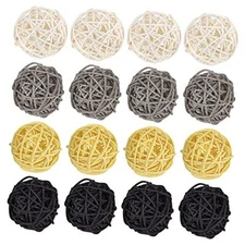  2 Inch Wicker Rattan Balls Decorative 24 Pack White & Silver & Yellow & Black